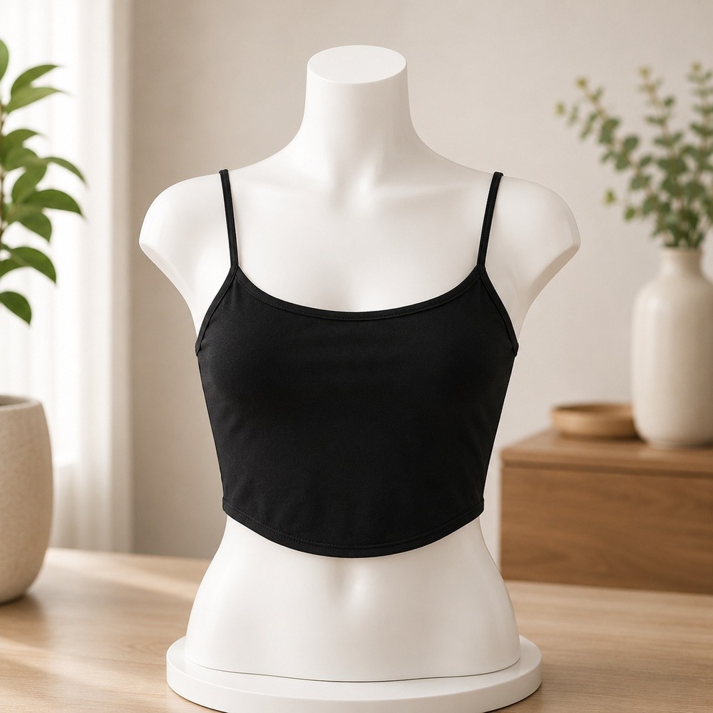 Naked Wardrobe Ribbed Crop Tank Top‎ Womens Small Black Spaghetti Strap NW-T2818